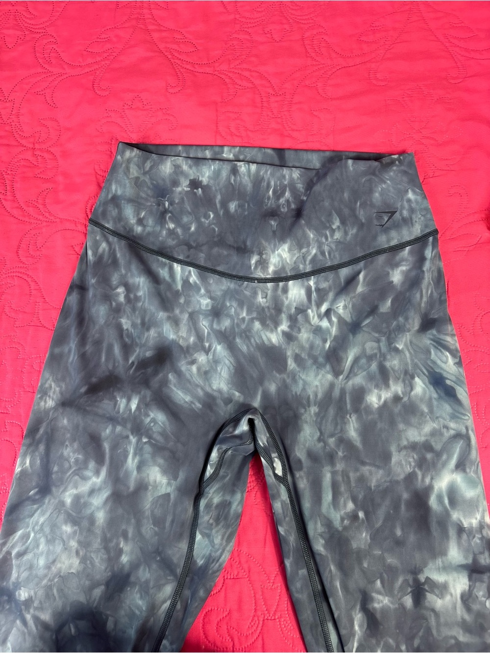 Gymshark Black & Gray Marble-Print High-Waist Leggings - Picture 2 of 9
